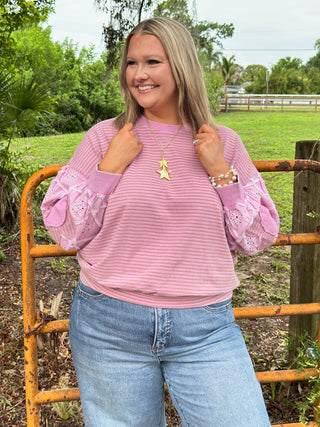Good Luck Babe Orchid Stripe Top OVERSIZED
