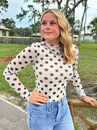 Easel Dots Dots Dots IVORY Mesh Layering Top
