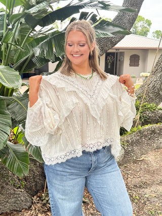 Alternate view of POL Cream Frills Southern Belle Top
