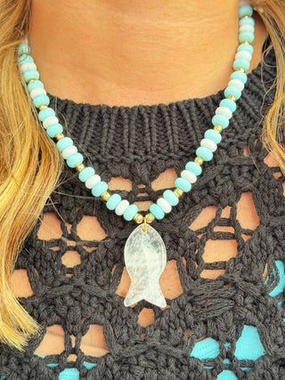 Sweet-ish Fish Necklace Blue & White
