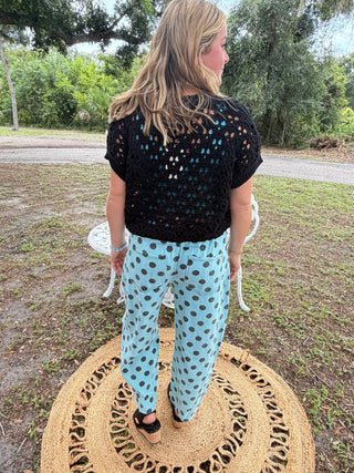 Alternate view of Vacay Ready Open Weave Black Sweater Top
