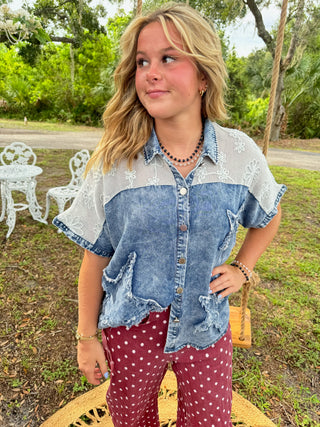Moxie Dots BURGUNDY Gypsy Fit Barrel Pants
