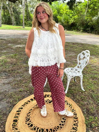 Saturday in the Park White Lace Layer Tank Top
