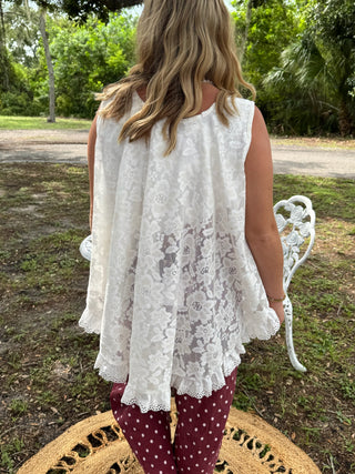 Alternate view of Saturday in the Park White Lace Layer Tank Top
