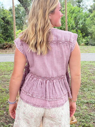 Alternate view of POL Pink Bohemian Pintuck Top
