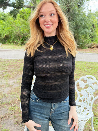 Alternate view of Ooh La La Lace Layering Top BLACK
