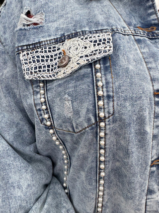 POL Moonflower Pearl Denim Jacket OVERSIZED
