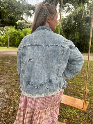 POL Moonflower Pearl Denim Jacket OVERSIZED
