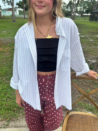 Drove All Night Pinstripe Boho Oxford
