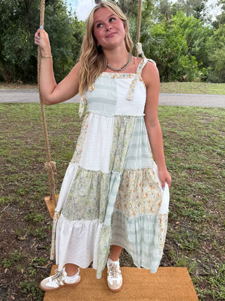 La Isla Bonita Patchwork Tiered Maxi Dress
