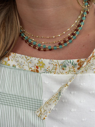 Brown Glass Bead Magnetic Necklace

