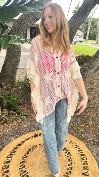 Alternate view of Old Glory Pink Stripe Sweater Top OVERSIZED
