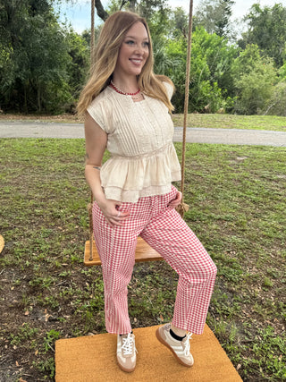 Alternate view of Sunday Brunch Red Gingham Gypsy Fit Pants
