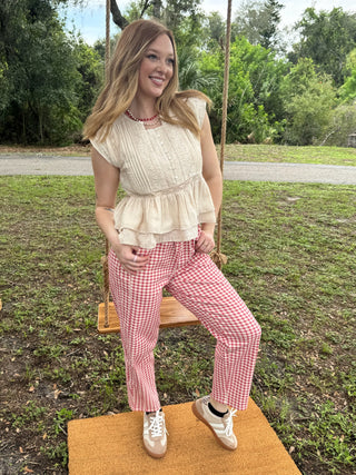 Alternate view of POL Ivory Bohemian Pintuck Top
