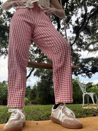 Sunday Brunch Red Gingham Gypsy Fit Pants
