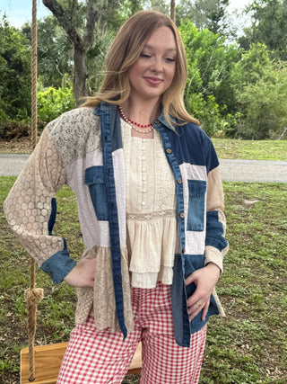Alternate view of POL Ivory Bohemian Pintuck Top
