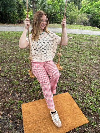Alternate view of Sunday Brunch Red Gingham Gypsy Fit Pants
