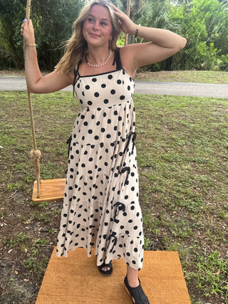 Alternate view of Tied Up For The Moment Dotted Maxi Dress
