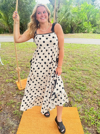 Tied Up For The Moment Dotted Maxi Dress
