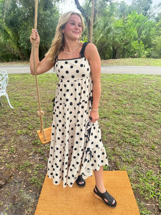 Alternate view of Tied Up For The Moment Dotted Maxi Dress
