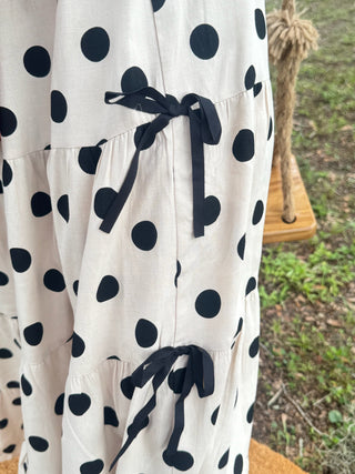Alternate view of Tied Up For The Moment Dotted Maxi Dress
