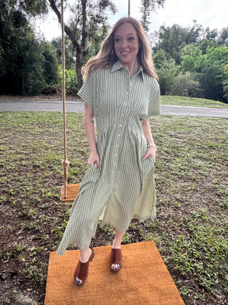 Summer in Sage Button Front Dress
