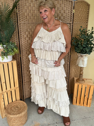 Rhapsody in Ruffles Linen Blend Pants
