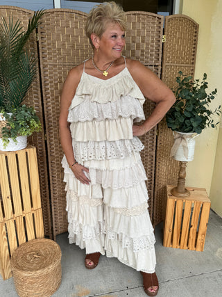 Rhapsody in Ruffles Linen Blend Pants
