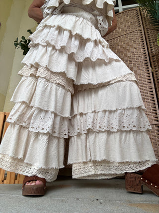 Rhapsody in Ruffles Linen Blend Pants
