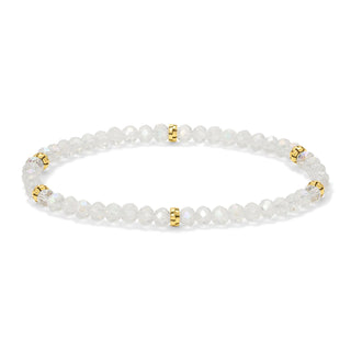 Clear faceted bead bracelet with gold spacer accents.

