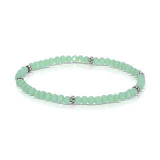 Light green jade beaded bracelet with silver spacer accents.
