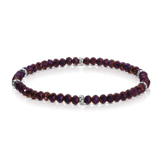 Purple faceted bead bracelet with silver spacer accents.
