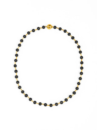 Black Glass Bead Magnetic Necklace