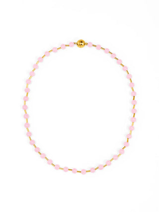 Light Pink Glass Bead Magnetic Necklace
