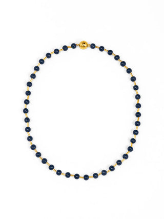 Navy Blue Glass Bead Magnetic Necklace

