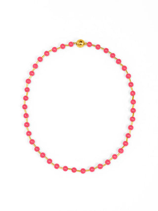 Pink Glass Bead Magnetic Necklace
