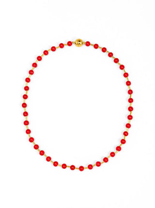 Red Glass Bead Magnetic Necklace
