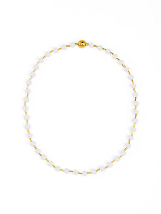 White Glass Bead Magnetic Necklace
