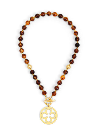Florence Tortoise Beaded Medallion Short Toggle Necklace
