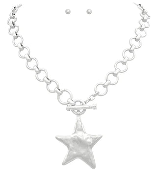 Vintage Silver Star Toggle Necklace
