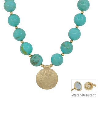 Obsessed Turquoise Bead Magnetic Necklace with Gold Pendant
