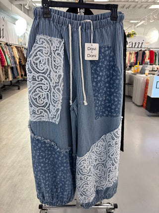 Bluebell Manor Patchwork Jogger Pants
