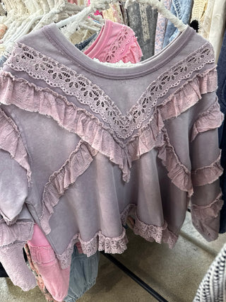 Destined To Be LILAC Boho Ruffle Top
