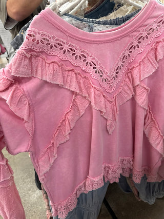 Destined To Be PINK Boho Ruffle Top
