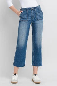 Lovervet - LV1355 Cropped High Waist Utility Jean