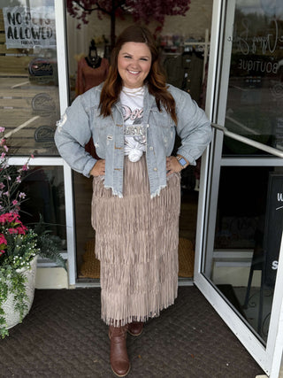 Tiered Fringe Tassel Midi Skirt Origami (6 COLORS!)
