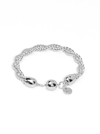Silver Braided Twisted Link Magnetic Bracelet