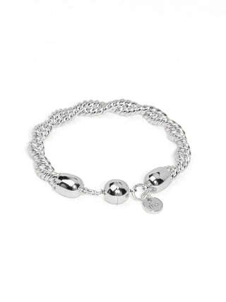 Silver Braided Twisted Link Magnetic Bracelet
