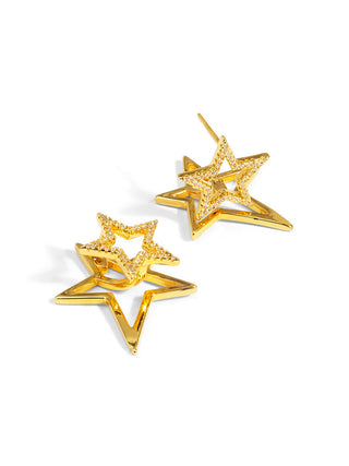 Alternate view of Gold Star Pave Stone Layered Earrings
