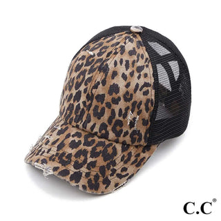 Trendy Leopard & Black Hat with Customized Initial Bar Accent - Perfect Fashion Statement Accessory